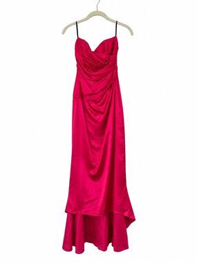 Vintage Gunne Sax Jessica McClintock Red Satin Formal Gown 3/4